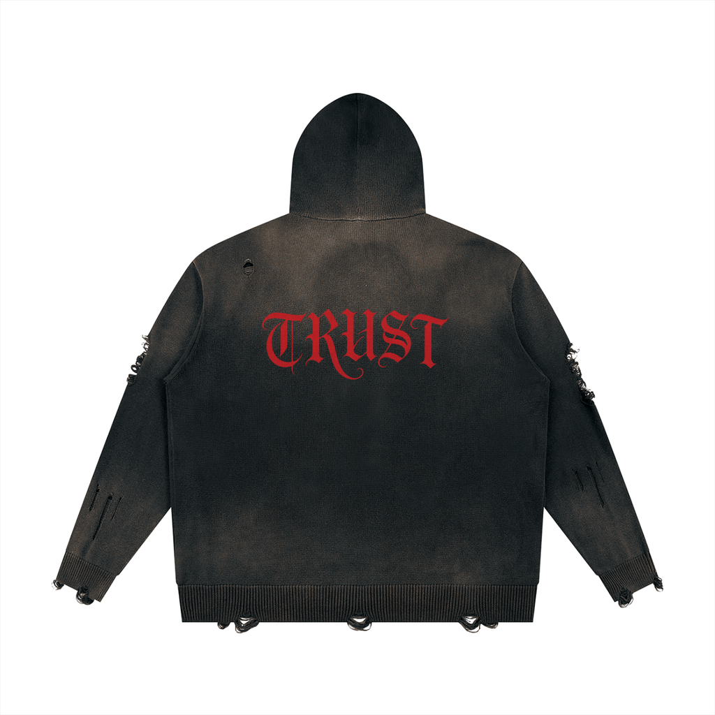 Vintage Black Faded  Ripped Trust Jacket