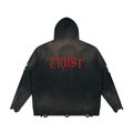 Vintage Black Faded  Ripped Trust Jacket